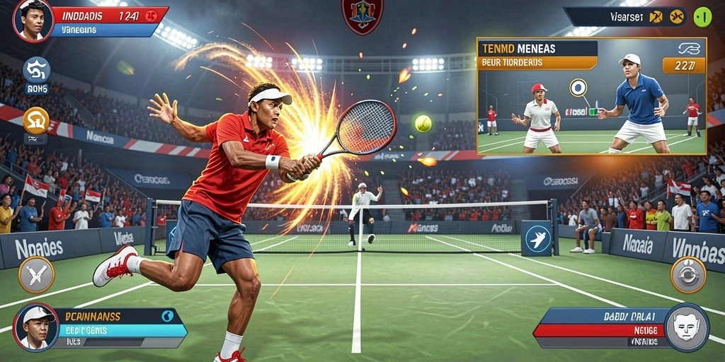 Screenshot menunjukkan tampilan grafis yang menarik di level pertama.